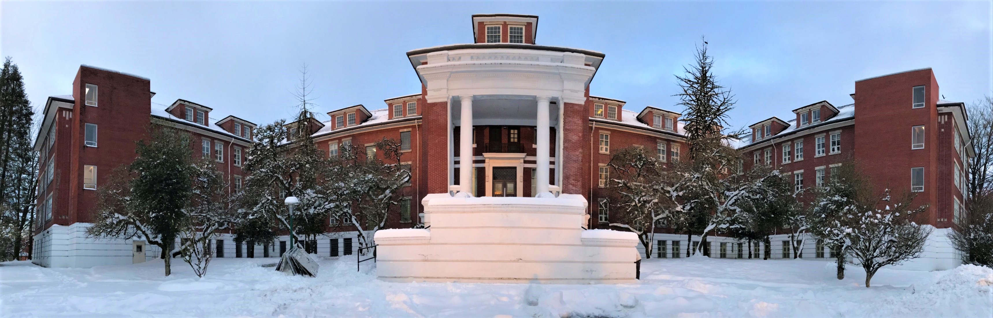 Building surrounded by snow